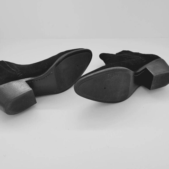 Calvin Klein Womens Ankle Boots Booties Black Block Heels Almond Toe Zip 7 New - Picture 6 of 9